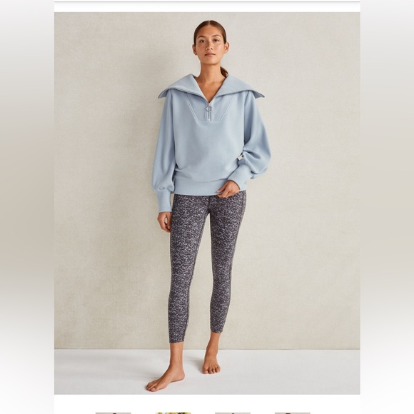 Varley Ribbed Half-Zip Sweatshirt in Dusty Blue - Picture 2 of 8